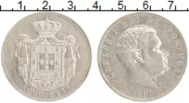 Монета 1000 рейс Португалии 1899 года Серебро Карлуш I