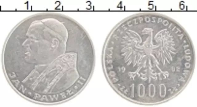 Монета 1000 злотых Польши 1982 года Серебро Иоанн Павел II