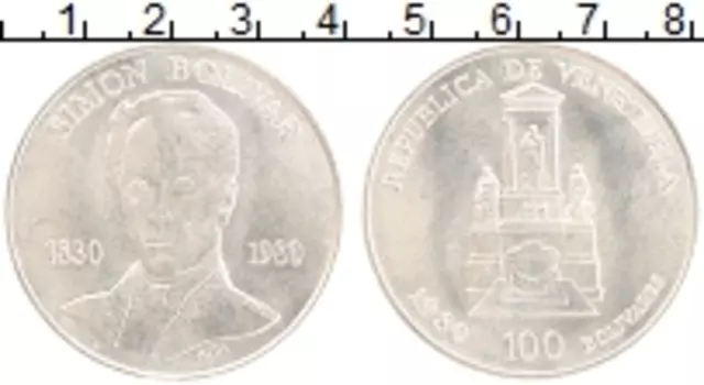 Монета 100 боливар Венесуэлы 1980 года Серебро Симон Боливар