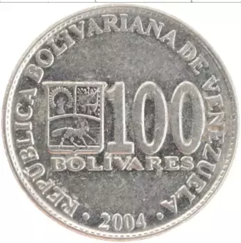 Монета 100 боливар Венесуэлы 2004 года Медно-никель Симон Боливар