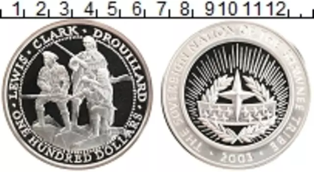 Монета 100 долларов Америки 2003 года Серебро UNUSUAL