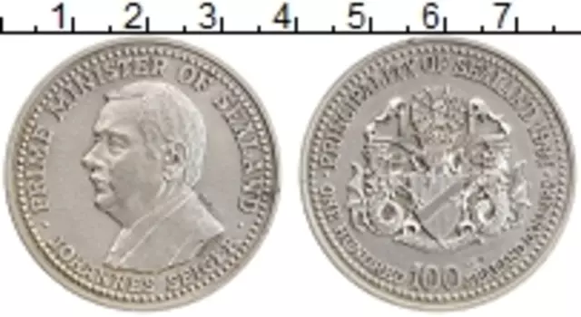 Монета 100 долларов Силенда 1991 года Серебро Йоханнес Сейгер