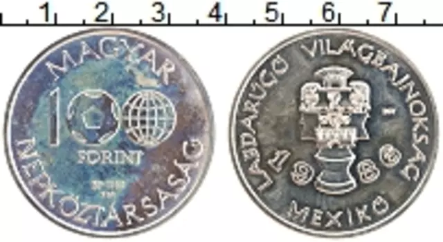 Монета 100 форинтов Венгрии 1985 года Медно-никель Чемпионат мира по футболу