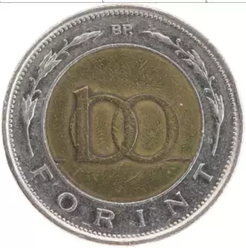 Монета 100 форинтов Венгрии 1997 года Биметалл