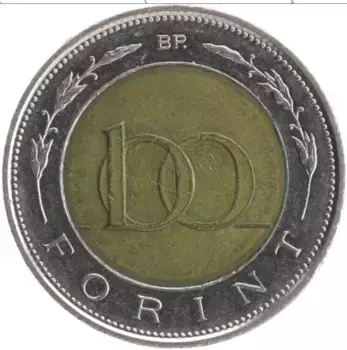 Монета 100 форинтов Венгрии 1997 года Биметалл