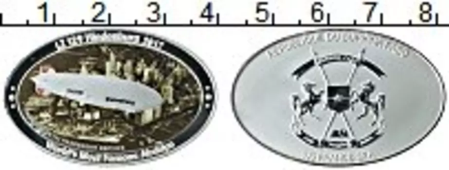 Монета 100 франков Буркина Фасо 2017 года Посеребрение Дирижбль LZ 129 Гинденбург
