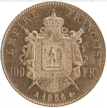 Монета 100 франков Франции 1856 года Золото Наполеон III