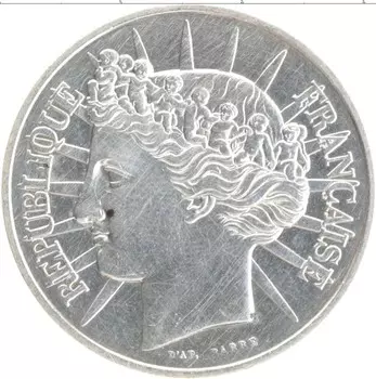 Монета 100 франков Франции 1988 года Серебро