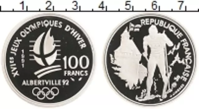 Монета 100 франков Франции 1991 года Серебро Олимпийские игры