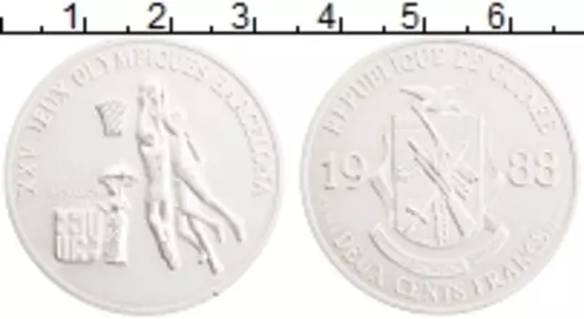 Монета 100 франков Гвинеи 1988 года Серебро Олимпийские игры в Барселоне