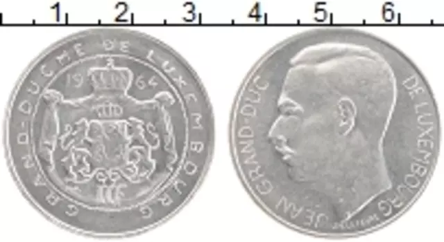 Монета 100 франков Люксембурга 1964 года Серебро Герцог Жан