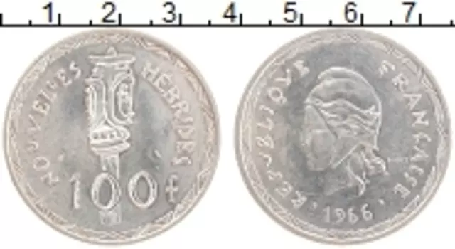 Монета 100 франков Новых Гебрид 1966 года Серебро Протекторат Франции