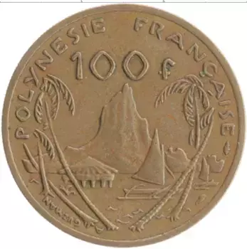 Монета 100 франков Полинезии 1976 года Бронза
