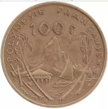 Монета 100 франков Полинезии 1995 года Бронза