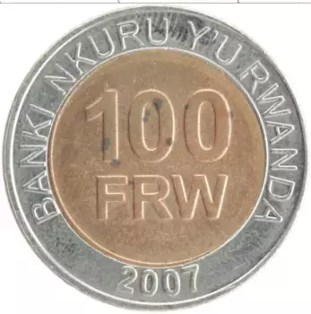 Монета 100 франков Руанды 2007 года Биметалл