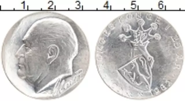 Монета 100 крон Норвегии 1982 года Серебро Улаф V