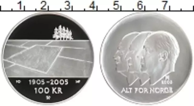 Монета 100 крон Норвегии 2003 года Серебро 100 лет независимости от Швеции