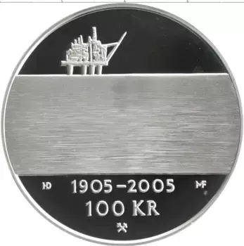 Монета 100 крон Норвегии 2004 года Серебро 100 лет Независимости
