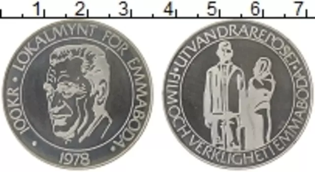 Монета 100 крон Швеции 1978 года Серебро Городские деньги
