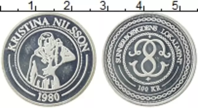 Монета 100 крон Швеции 1980 года Серебро Городские деньги