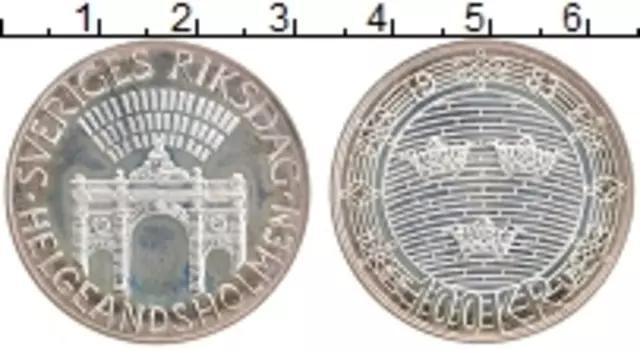 Монета 100 крон Швеции 1983 года Серебро Парламент