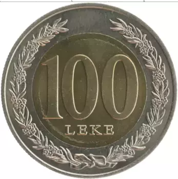 Монета 100 лек Албании 2000 года Биметалл