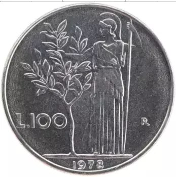 Монета 100 лир Италии 1978 года Медно-никель