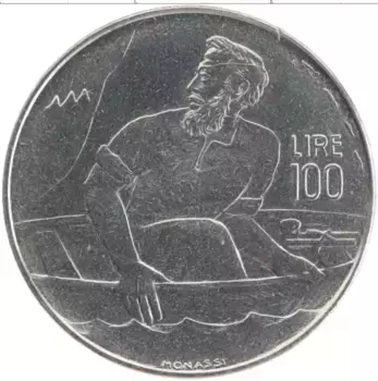 Монета 100 лир Сан-Марино 1972 года Медно-никель