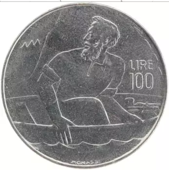 Монета 100 лир Сан-Марино 1972 года Медно-никель