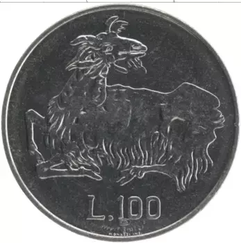 Монета 100 лир Сан-Марино 1974 года Медно-никель