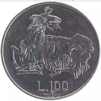 Монета 100 лир Сан-Марино 1974 года Медно-никель