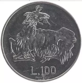 Монета 100 лир Сан-Марино 1974 года Медно-никель