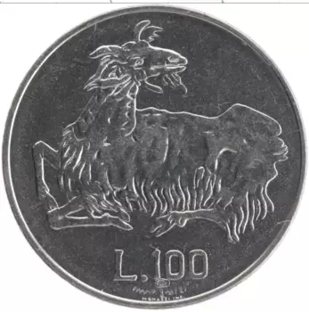 Монета 100 лир Сан-Марино 1974 года Медно-никель