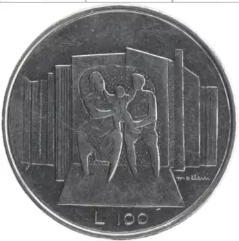 Монета 100 лир Сан-Марино 1976 года Сталь