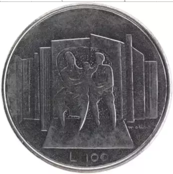 Монета 100 лир Сан-Марино 1976 года Медно-никель Семья