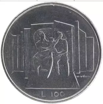 Монета 100 лир Сан-Марино 1976 года Медно-никель