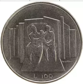 Монета 100 лир Сан-Марино 1976 года Медно-никель Семья