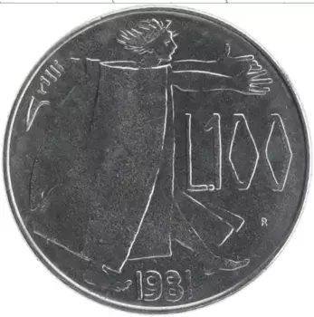 Монета 100 лир Сан-Марино 1981 года Медно-никель