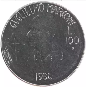 Монета 100 лир Сан-Марино 1984 года Сталь Гульельмо Маркони