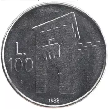 Монета 100 лир Сан-Марино 1988 года Сталь Укрепления
