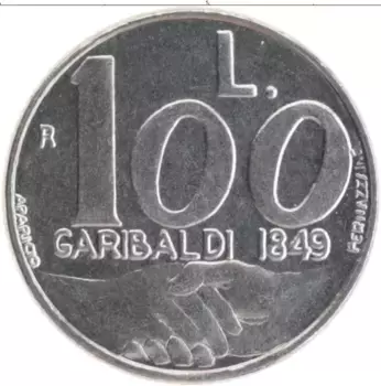 Монета 100 лир Сан-Марино 1991 года Медно-никель Гарибальди