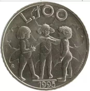 Монета 100 лир Сан-Марино 1995 года Медно-никель Дети