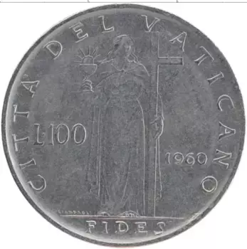 Монета 100 лир Ватикана 1960 года Медно-никель Иоанн XXIII