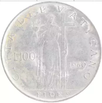 Монета 100 лир Ватикана 1960 года Медно-никель Иоанн XXIII