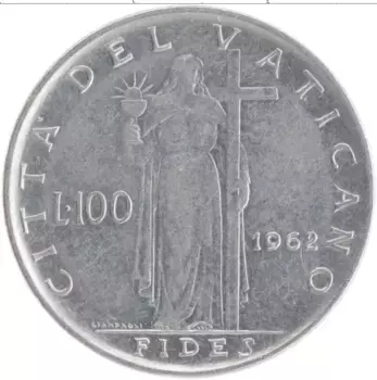 Монета 100 лир Ватикана 1962 года Медно-никель Иоанн XXIII