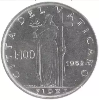 Монета 100 лир Ватикана 1962 года Медно-никель Иоанн XXIII