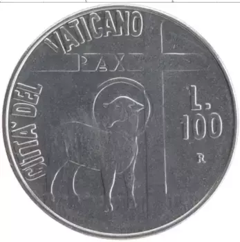 Монета 100 лир Ватикана 1984 года Медно-никель Иоанн Павел II