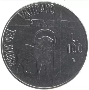 Монета 100 лир Ватикана 1984 года Медно-никель Иоанн Павел II