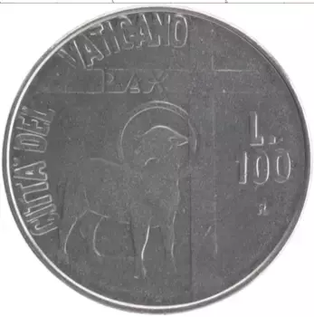 Монета 100 лир Ватикана 1984 года Медно-никель Иоанн Павел II