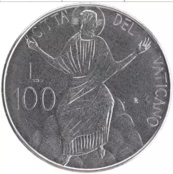 Монета 100 лир Ватикана 1986 года Медно-никель Иоанн Павел II
